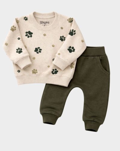 Conjunto Longo Em Linho Infantil 2 peças Estampa Patinhas