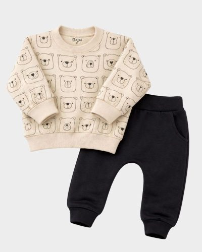 Conjunto Longo Em Linho Infantil 2 peças Estampa Urso