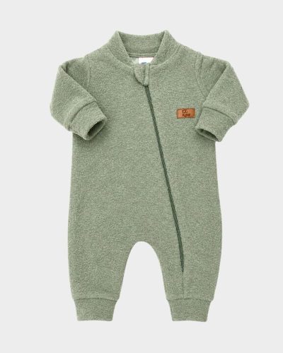 Macacão Bebê Manga Longa Plush Boucle Verde Unissex