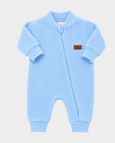 Macacão Bebê Manga Longa Plush Boucle Azul Claro