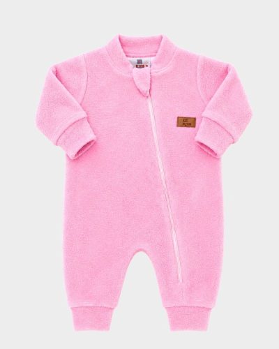 Macacão Bebê Manga Longa Plush Boucle Rosa Menina