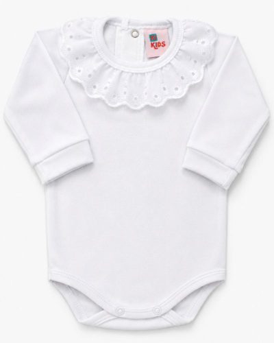 Body Bebe Liso em Suedine com Renda na Gola Menina