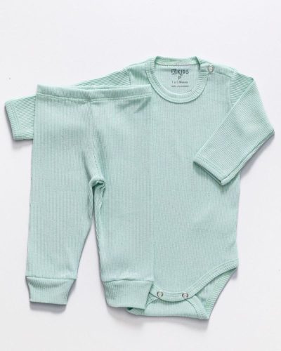 Conjunto Pagão Canelado Bebê Verde Unissex
