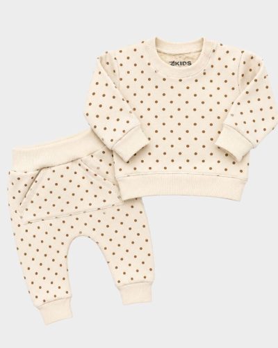 Conjunto Longo de Moletom Bebê 2 Peças Estampa Poá
