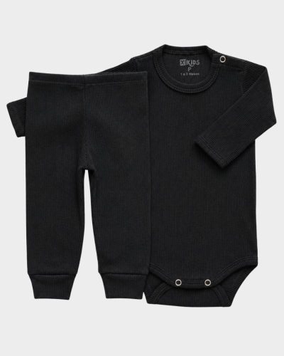 Conjunto Pagão Canelado Bebê Preto