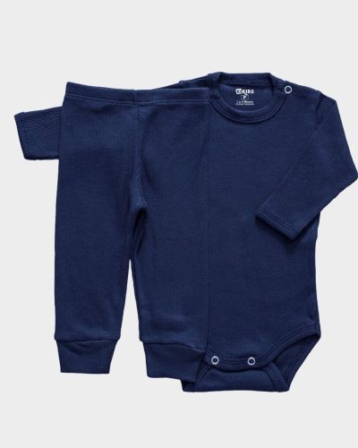 Conjunto Pagão Canelado Bebê Azul Marinho Menino