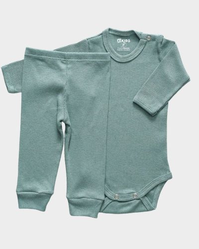 Conjunto Pagão Canelado Bebê Verde Oliva