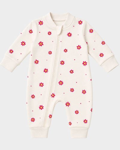 Macacão Bebê Malha 100% Algodão Florzinha Pink Menina