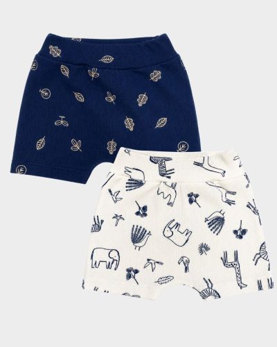 Kit 2 Shorts Bebê Algodão Floresta e Folhas