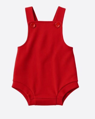 Jardineira Romper Algodão Bebê Unissex Vermelho