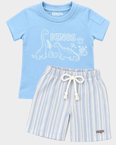 Conjunto Infantil Camiseta e Shorts Algodão Estampa Dino
