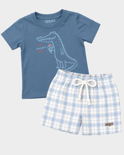 Conjunto Bebê Camiseta e Shorts Algodão Estampa Jacaré