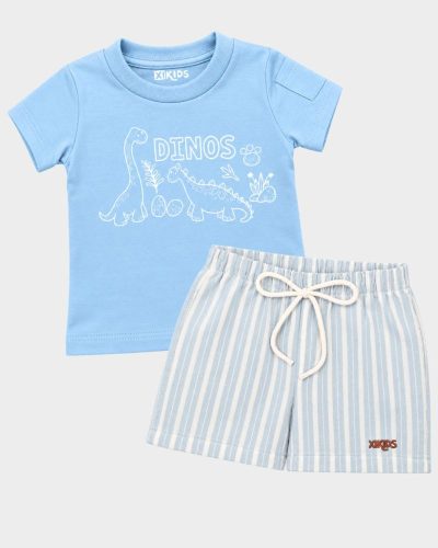 Conjunto Bebê Camiseta e Shorts Algodão Estampa Dino
