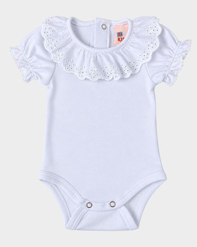 Body Bebê Manga Curta Branco Renda Menina