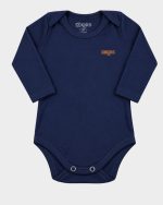 Body Bebê Suedine Manga Longa Azul Marinho