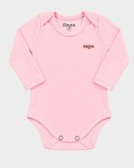 Body Bebê Suedine Manga Longa Off Rosa