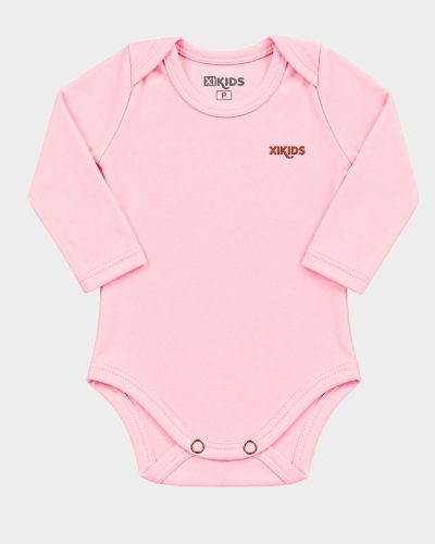 Body Bebê Suedine Manga Longa Off Rosa
